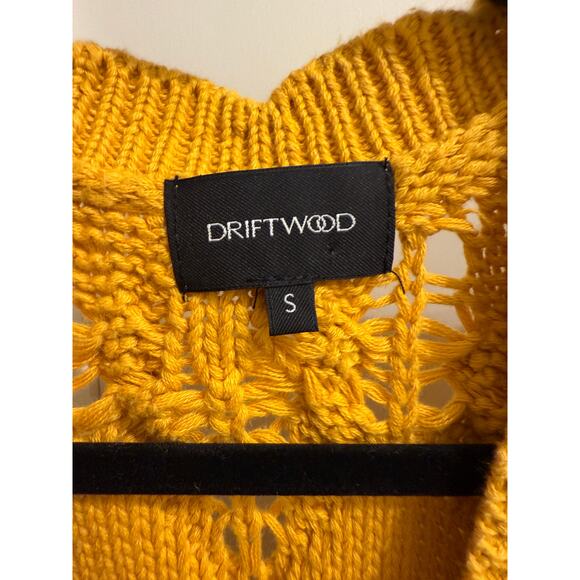 Driftwood Poppi Cap Sleeve Cardigan Mustard Yellow Sweater Small Eyelet - Picture 3 of 6